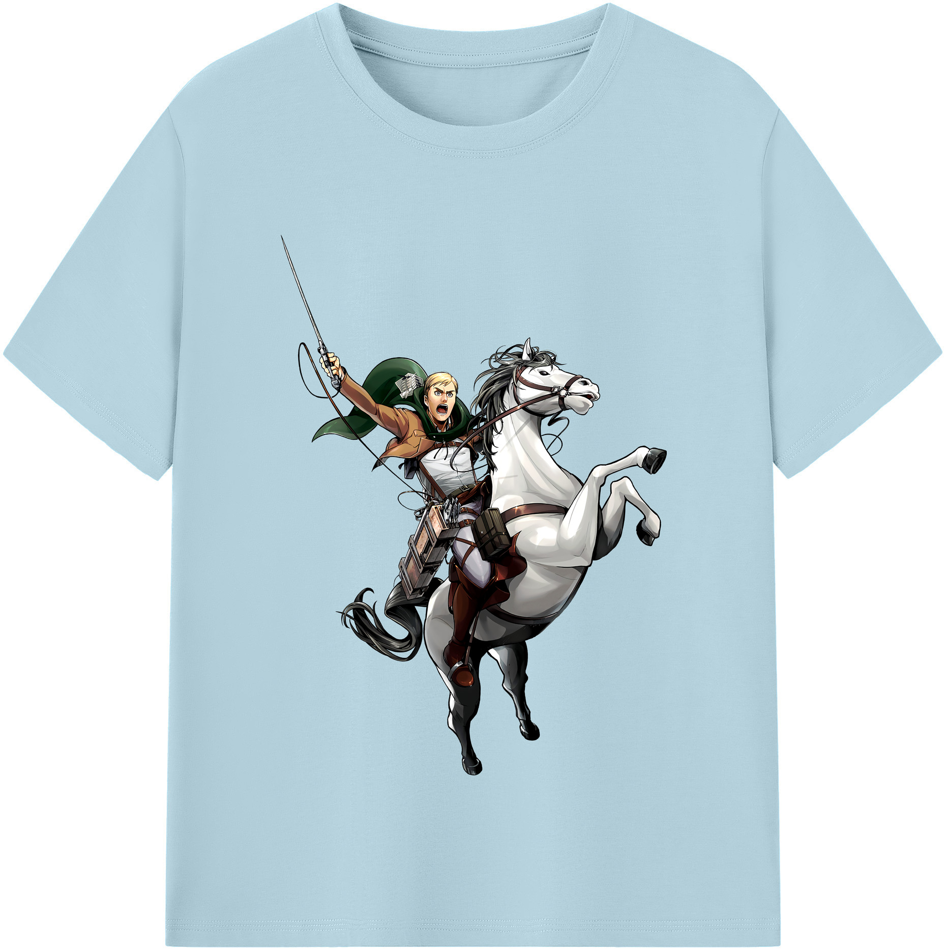 （画像用） 進撃の巨人 エルヴィン・スミス Attack on Titan Erwin Smith 綿100％半袖Tシャツ（フロントプリント）